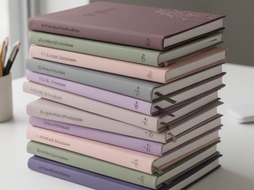Cuadernos corporativos apilados con tapa personalizada y terminación mate