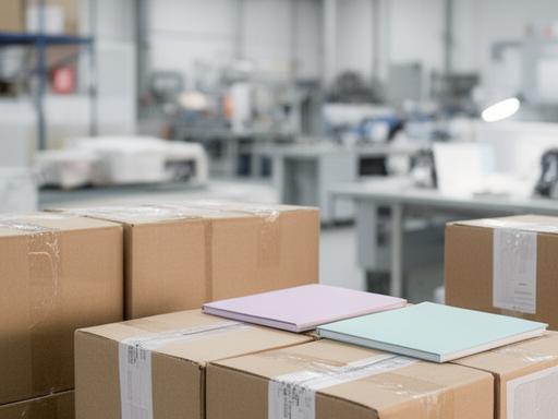 Lote de suministros personalizados listos para despacho a una empresa